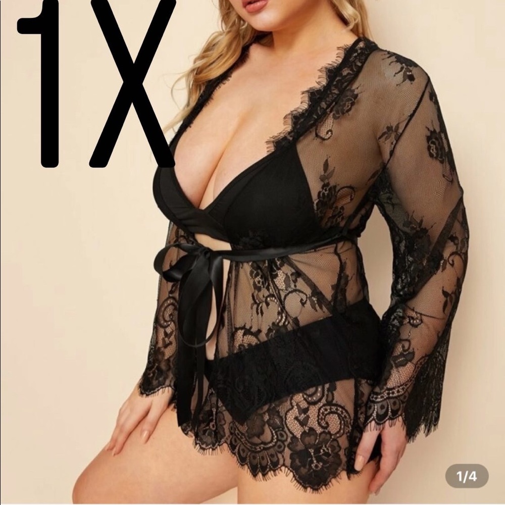 Black lace robe